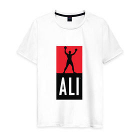 Мужская футболка хлопок с принтом Ali by boxcluber , 100% хлопок | прямой крой, круглый вырез горловины, длина до линии бедер, слегка спущенное плечо. | muhammad ali | мухаммед али