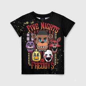 Детская футболка 3D с принтом Five Nights At Freddy`s , 100% гипоаллергенный полиэфир | прямой крой, круглый вырез горловины, длина до линии бедер, чуть спущенное плечо, ткань немного тянется | five nights at freddys | fnaf | freddy | игры | медведь | мишка | фнаф | фредди