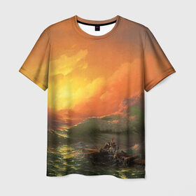 Мужская футболка 3D с принтом Айвазовский - 9 Вал , 100% полиэфир | прямой крой, круглый вырез горловины, длина до линии бедер | 9 вал | айвазовский | вал | девятый | картина | море | пейзаж | феодосия | художник | черное | шторм