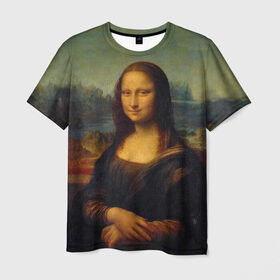Мужская футболка 3D с принтом Леонардо да Винчи - Мона Лиза , 100% полиэфир | прямой крой, круглый вырез горловины, длина до линии бедер | картина | леонардо да винчи | лиза | мона | мона лиза | художник