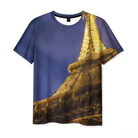 Мужская футболка 3D с принтом Эйфелева башня , 100% полиэфир | прямой крой, круглый вырез горловины, длина до линии бедер | Тематика изображения на принте: париж | эйфелева башня