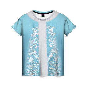 Женская футболка 3D с принтом Снегурочка , 100% полиэфир ( синтетическое хлопкоподобное полотно) | прямой крой, круглый вырез горловины, длина до линии бедер | 2016 | год | костюм | новый | снегурка | снегурочка