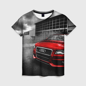 Женская футболка 3D с принтом Audi , 100% полиэфир ( синтетическое хлопкоподобное полотно) | прямой крой, круглый вырез горловины, длина до линии бедер | audi | ауди