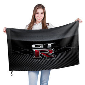 Флаг 3D с принтом Nissan GTR , 100% полиэстер | плотность ткани — 95 г/м2, размер — 67 х 109 см. Принт наносится с одной стороны | gtr | nismo | nissan | nissan gtr | гтр | низмо | ниссан