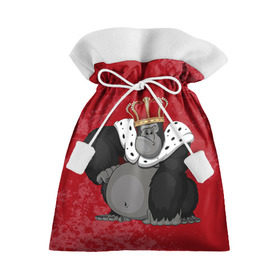 Подарочный 3D мешок с принтом Обезьяна король , 100% полиэстер | Размер: 29*39 см | Тематика изображения на принте: 2016 | год | король | корона | мартышка | новый | обезьяна | с новым год