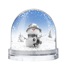 Снежный шар с принтом Снеговик , Пластик | Изображение внутри шара печатается на глянцевой фотобумаге с двух сторон | 2016 | winter | год | зима | мартышка | новогодний | новый | обезьяна | обезьянка | подарок | с новым годом | снег | снеговик