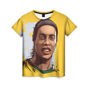 Женская футболка 3D с принтом Ronaldinho , 100% полиэфир ( синтетическое хлопкоподобное полотно) | прямой крой, круглый вырез горловины, длина до линии бедер | Тематика изображения на принте: football | ronaldinho | роналдиньо | футбол | футболист
