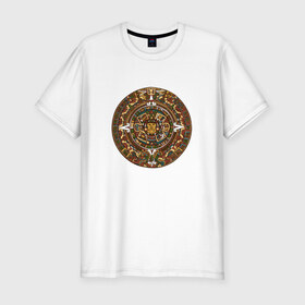 Мужская футболка премиум с принтом Maya , 92% хлопок, 8% лайкра | приталенный силуэт, круглый вырез ворота, длина до линии бедра, короткий рукав | календарь | майя | орнамент | узор