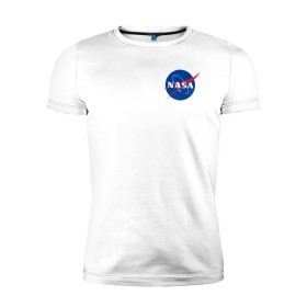 Мужская футболка премиум с принтом NASA , 92% хлопок, 8% лайкра | приталенный силуэт, круглый вырез ворота, длина до линии бедра, короткий рукав | астронавты | космос | наса