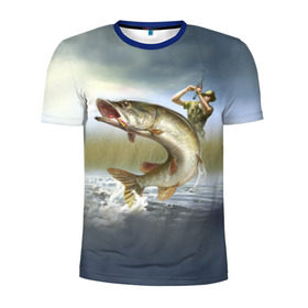 Мужская футболка 3D спортивная с принтом Щука , 100% полиэстер с улучшенными характеристиками | приталенный силуэт, круглая горловина, широкие плечи, сужается к линии бедра | fishing | рыба | рыбак | рыбалка | туризм | щука