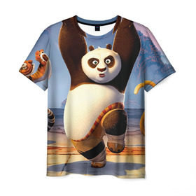 Мужская футболка 3D с принтом Кунг фу панда , 100% полиэфир | прямой крой, круглый вырез горловины, длина до линии бедер | kung fu | kung fu panda | panda | кунг фу | кунг фу панда | кунгфу | панда. кунг фу | по