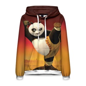 Мужская толстовка 3D с принтом Кунг фу панда , 100% полиэстер | двухслойный капюшон со шнурком для регулировки, мягкие манжеты на рукавах и по низу толстовки, спереди карман-кенгуру с мягким внутренним слоем. | Тематика изображения на принте: kung fu | kung fu panda | panda | кунг фу | кунг фу панда | кунгфу | панда. кунг фу | по