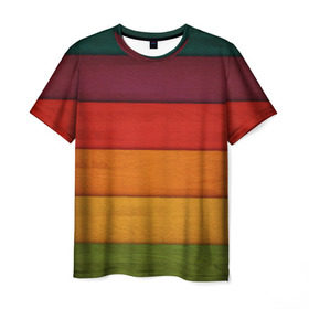 Мужская футболка 3D с принтом Colored fence , 100% полиэфир | прямой крой, круглый вырез горловины, длина до линии бедер | Тематика изображения на принте: color | полосочки | цвет