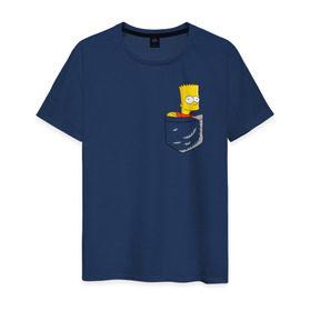 Мужская футболка хлопок с принтом Карманный Барт , 100% хлопок | прямой крой, круглый вырез горловины, длина до линии бедер, слегка спущенное плечо. | Тематика изображения на принте: карманный барт pocket bart simpson homer симп