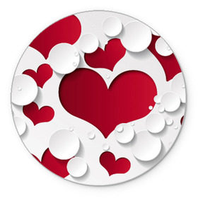 Коврик круглый с принтом Сердца , резина и полиэстер | круглая форма, изображение наносится на всю лицевую часть | любовь | орнамент | праздник | сердца
