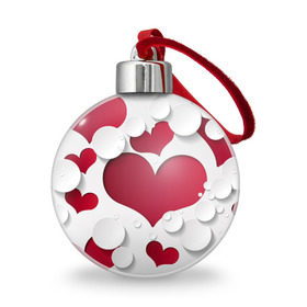 Ёлочный шар с принтом Сердца , Пластик | Диаметр: 77 мм | Тематика изображения на принте: любовь | орнамент | праздник | сердца