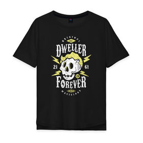 Мужская футболка хлопок Oversize с принтом Dweller Forever , 100% хлопок | свободный крой, круглый ворот, “спинка” длиннее передней части | Тематика изображения на принте: boy | fallout | pip | vault | убежище | фаллаут