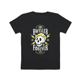 Детская футболка хлопок с принтом Dweller Forever , 100% хлопок | круглый вырез горловины, полуприлегающий силуэт, длина до линии бедер | Тематика изображения на принте: boy | fallout | pip | vault | убежище | фаллаут