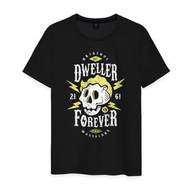 Мужская футболка хлопок с принтом Dweller Forever , 100% хлопок | прямой крой, круглый вырез горловины, длина до линии бедер, слегка спущенное плечо. | Тематика изображения на принте: boy | fallout | pip | vault | убежище | фаллаут