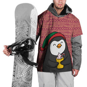 Накидка на куртку 3D с принтом Пингвиня , 100% полиэстер |  | Тематика изображения на принте: пингвин