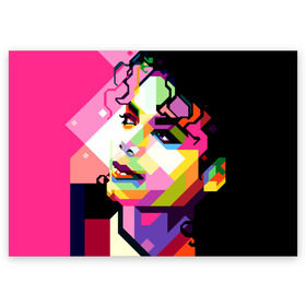 Поздравительная открытка с принтом Майкл Джексон , 100% бумага | плотность бумаги 280 г/м2, матовая, на обратной стороне линовка и место для марки
 | Тематика изображения на принте: michael jackson | майкл джексон | поп арт | портрет