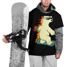 Накидка на куртку 3D с принтом Мишка на борде , 100% полиэстер |  | extreme | snowboard | сноуборд | сноубордист | спорт | экстрим