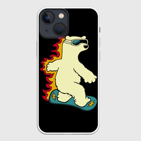 Чехол для iPhone 13 mini с принтом Мишка на борде ,  |  | Тематика изображения на принте: extreme | snowboard | сноуборд | сноубордист | спорт | экстрим