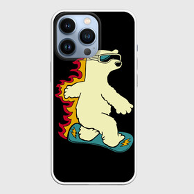 Чехол для iPhone 13 Pro с принтом Мишка на борде ,  |  | Тематика изображения на принте: extreme | snowboard | сноуборд | сноубордист | спорт | экстрим