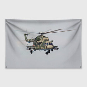 Флаг-баннер с принтом МИ 8 , 100% полиэстер | размер 67 х 109 см, плотность ткани — 95 г/м2; по краям флага есть четыре люверса для крепления | авиация | армия | ввс | вертолет | военная техника | ми 8 | ударный