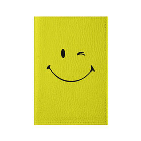 Обложка для паспорта матовая кожа с принтом Смайл , натуральная матовая кожа | размер 19,3 х 13,7 см; прозрачные пластиковые крепления | emoji | smile | жёлтый | смайл | смайлик | улыбка | эмодзи | эмоции