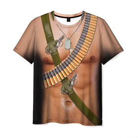 Мужская футболка 3D с принтом Солдат , 100% полиэфир | прямой крой, круглый вырез горловины, длина до линии бедер | 23 февраля | армия | граната | защитник | мужской праздник | мужчине | отечества | подарок | пуля | солдат