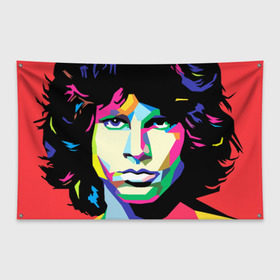 Флаг-баннер с принтом Jim morrison , 100% полиэстер | размер 67 х 109 см, плотность ткани — 95 г/м2; по краям флага есть четыре люверса для крепления | jim morrison джим моррисон | поп арт | портрет