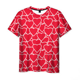 Мужская футболка 3D с принтом Сердца , 100% полиэфир | прямой крой, круглый вырез горловины, длина до линии бедер | любовь | орнамент | сердца