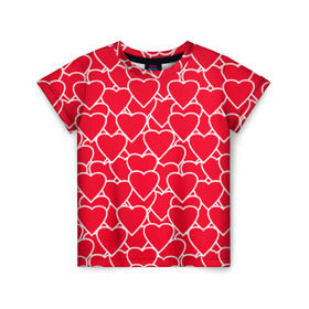 Детская футболка 3D с принтом Сердца , 100% гипоаллергенный полиэфир | прямой крой, круглый вырез горловины, длина до линии бедер, чуть спущенное плечо, ткань немного тянется | любовь | орнамент | сердца
