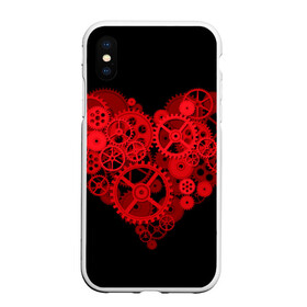 Чехол для iPhone XS Max матовый с принтом Механическое сердце , Силикон | Область печати: задняя сторона чехла, без боковых панелей | контраст | любовь | механическое | сердце | шестеренки