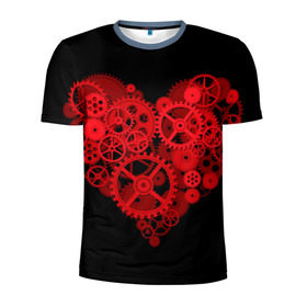 Мужская футболка 3D спортивная с принтом Механическое сердце , 100% полиэстер с улучшенными характеристиками | приталенный силуэт, круглая горловина, широкие плечи, сужается к линии бедра | контраст | любовь | механическое | сердце | шестеренки