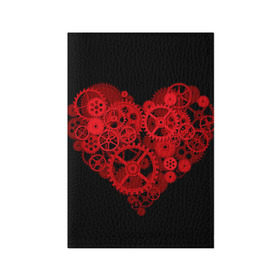 Обложка для паспорта матовая кожа с принтом Механическое сердце , натуральная матовая кожа | размер 19,3 х 13,7 см; прозрачные пластиковые крепления | контраст | любовь | механическое | сердце | шестеренки