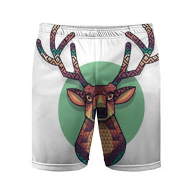 Мужские шорты 3D спортивные с принтом Радужный олень ,  |  | олень | радуга | рога | ромбы | цвета