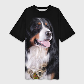 Платье-футболка 3D с принтом Бернский зенненхунд ,  |  | Тематика изображения на принте: бернский зенненхунд | животное | порода | собака