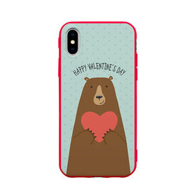 Чехол для Apple iPhone X силиконовый матовый с принтом Медведь с сердцем , Силикон | Печать на задней стороне чехла, без боковой панели | 14 февраля | bears | love | love you | валентин | влюбленные | день святого валентина | лав | любовь | медведб | медведи | мишки | подарок девушке | подарок парню