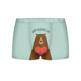 Мужские трусы 3D с принтом Медведь с сердцем , 50% хлопок, 50% полиэстер | классическая посадка, на поясе мягкая тканевая резинка | 14 февраля | bears | love | love you | валентин | влюбленные | день святого валентина | лав | любовь | медведб | медведи | мишки | подарок девушке | подарок парню