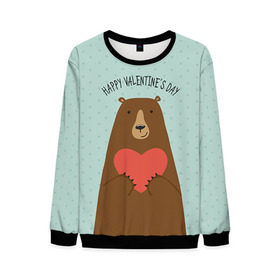 Мужской свитшот 3D с принтом Медведь с сердцем , 100% полиэстер с мягким внутренним слоем | круглый вырез горловины, мягкая резинка на манжетах и поясе, свободная посадка по фигуре | 14 февраля | bears | love | love you | валентин | влюбленные | день святого валентина | лав | любовь | медведб | медведи | мишки | подарок девушке | подарок парню