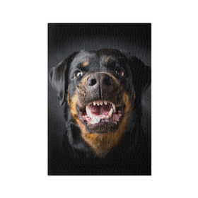 Обложка для паспорта матовая кожа с принтом Ротвейлер , натуральная матовая кожа | размер 19,3 х 13,7 см; прозрачные пластиковые крепления | Тематика изображения на принте: животное | порода | ротвейлер | собака