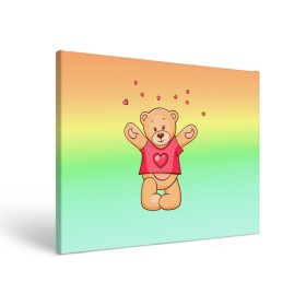 Холст прямоугольный с принтом Funny Bear , 100% ПВХ |  | Тематика изображения на принте: 14 февраля | bears | teddy | валентин | день святого валентина | игрушки | медведи | милый | мимими | мишка | мишки | подарки | подарок | подарок девушке | подарок парню | тедди