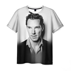 Мужская футболка 3D с принтом Бенедикт Камбербэтч 3 , 100% полиэфир | прямой крой, круглый вырез горловины, длина до линии бедер | камбэрбетч | сериал шерлок холмс | холмс | шерлок | шерлок холмс