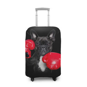 Чехол для чемодана 3D с принтом Французский бульдог , 86% полиэфир, 14% спандекс | двустороннее нанесение принта, прорези для ручек и колес | бокс | перчатки | собака | французский бульдог