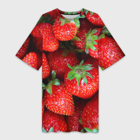 Платье-футболка 3D с принтом Клубничная ,  |  | strawberry | vegan | vegetarian | веган | вегетарианство | йога | клубника | фитнес