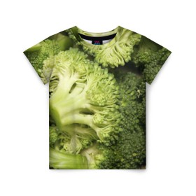 Детская футболка 3D с принтом Брокколи , 100% гипоаллергенный полиэфир | прямой крой, круглый вырез горловины, длина до линии бедер, чуть спущенное плечо, ткань немного тянется | vegan | vegetarian | брокколи | будизм | веган | вегетарианство | йога | сыроедение | фитнес