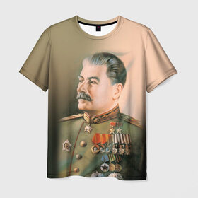 Мужская футболка 3D с принтом Сталин 1 , 100% полиэфир | прямой крой, круглый вырез горловины, длина до линии бедер | Тематика изображения на принте: знаменитости | иосиф сталин | ретро | ссср