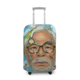 Чехол для чемодана 3D с принтом Хаяо Миядзаки , 86% полиэфир, 14% спандекс | двустороннее нанесение принта, прорези для ручек и колес | Тематика изображения на принте: hayao miyazaki | поньо | тоторо | унесенные